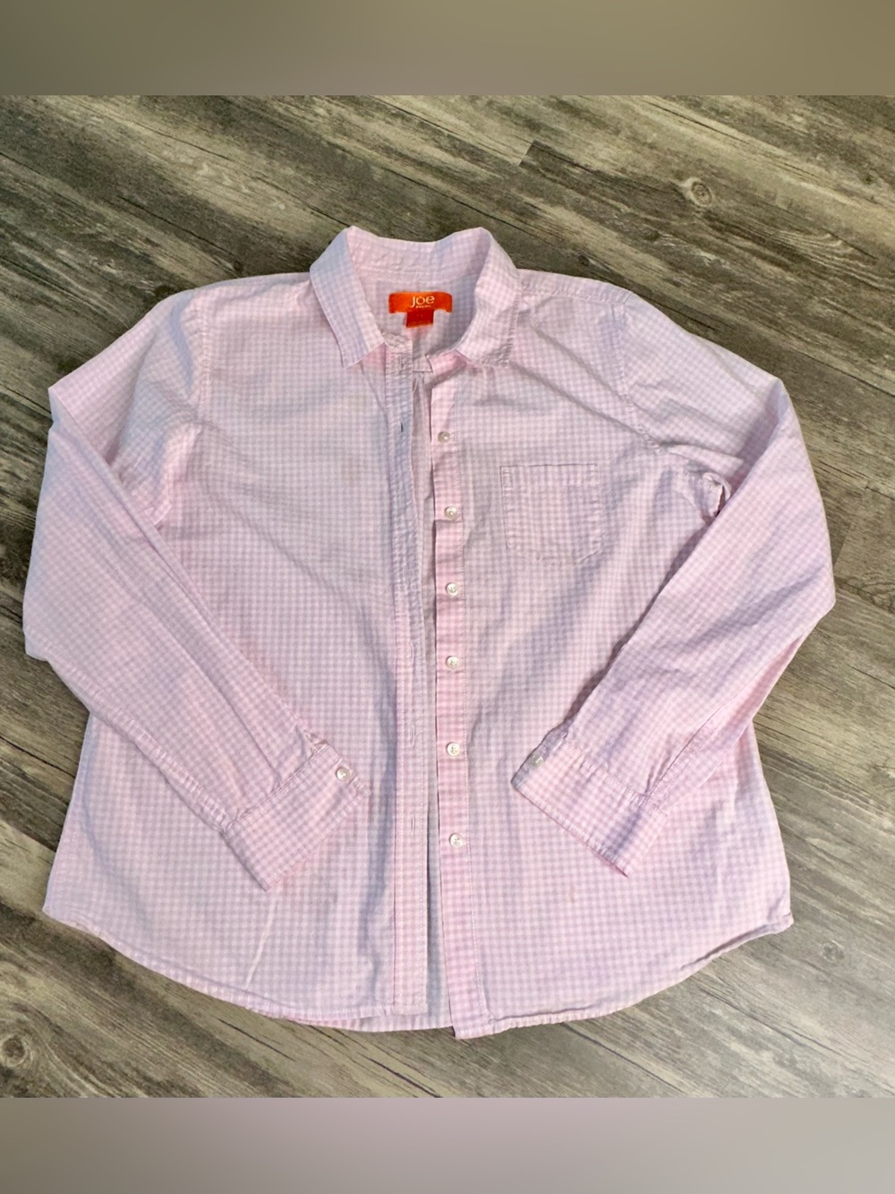 Joe Fresh for JCPenney Pink Gingham Button Front Shirt Women’s Sz XL 100% Cotton